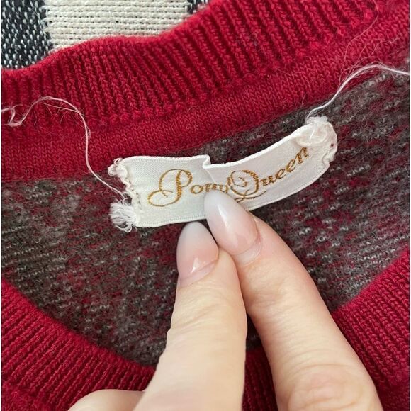 VINTAGE 70s Retro Fun Mixed Pattern Knit‎ Crop Sweater xsmall - Picture 2 of 2